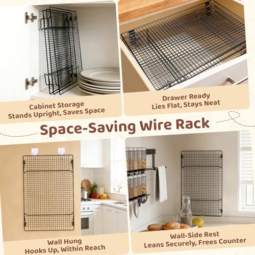 3 Tier 17" x 11" Cooling Rack for Cooking and Baking w/100 Papers