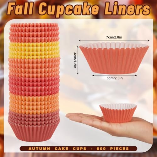 600Pcs Fall Cupcake Liners Autumn Baking Cups - style: Fall