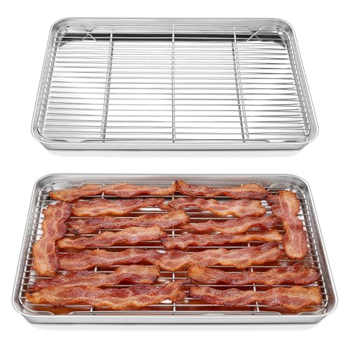 Homikit 20x14 Inch XL Stainless Steel Baking Sheet with Cooling Rack Set - size: 20x14x1.2