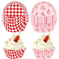 JarThenaAMCS 300 Pcs She's Ready to Pop Cupcake Liner Red White Plaid Bow Paper Baking Cups Soda Muffin Liners Wrappers for Baby Shower Gender Reveal Newborn Party, 2 x 1.2 Inch