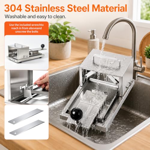 Manual Bagel Slicer,Adjustable Thickness Hamburger Bagel Cutter Slicer,with 2 Stainless Steel Blade Commercial Bread Slicer Machine