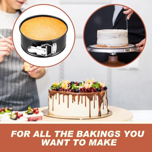 4 Pcs 7 Inch Nonstick Springform Cheesecake Pan with Removable Bottom Black - color: Black, size: 7 Inch
