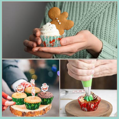 SANNIX 450pcs Christmas Cupcake Liners, Christmas Santa Claus Snowman Tree - style: Santa Style