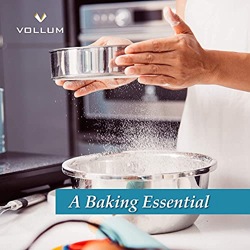 Vollum Stainless Steel Flour Sifter Fine Mesh Sieve 12" Round - size: 12" Dia. x 2.5" High