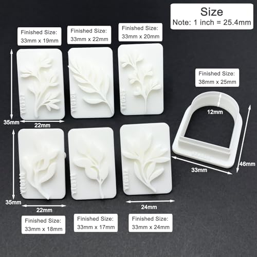 7pcs Leaf Polymer Clay Stamps Cutter Mold Set