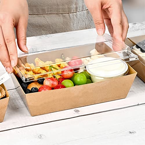 Ocmoiy Paper Charcuterie Boxes with Clear Lids, 8x6 Inches, 20 Pack, Brown - color: Brown