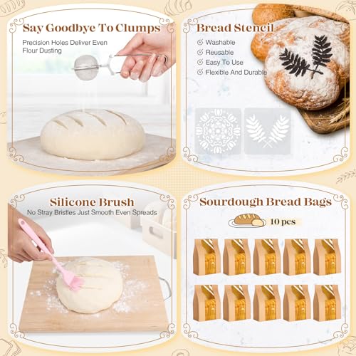 Sourdough Starter Kit Complete Set with Tools, Proofing Baskets, Jars