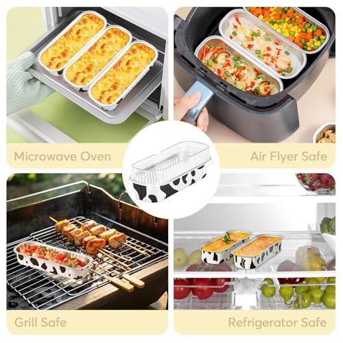 100 Pack Mini Loaf Pans with Lids and Spoon,6.8oz Cow Print Small Loaf Pans - color: Cow Print