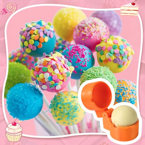 MITCHENIFY 2 PCS Round Cake Pop Mold Shapes Press Set, 3D Printed Sphere Circle Cake Pop Cutter and Pusher, Baking Tools Accessories for Home Baking, Birthday Parties, Wedding Desserts - color: Round