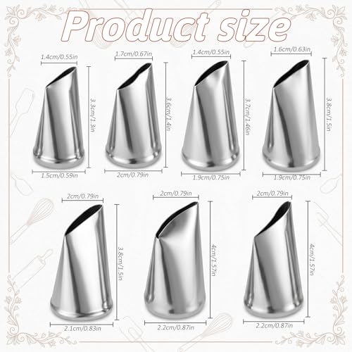 7 Pcs Rose Flower Piping Tips, Stainless Steel Petal Icing Tips Fondant Rose Nozzle Pastry Tools for Cake Decorating