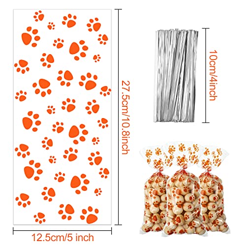 Blulu 100 Pcs Dog Treat Bags Puppy Party Favor, Orange - color: Orange