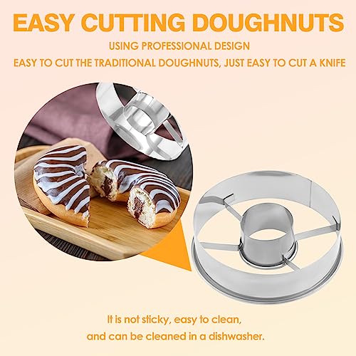 Stainless Steel Donut Cutter Set - 3-1/2-Inch Doughnut Cutters with Removable Center - Crumble, Cookie Dough Rounder and Divider - Ideal for Homemade Donuts and Pastries