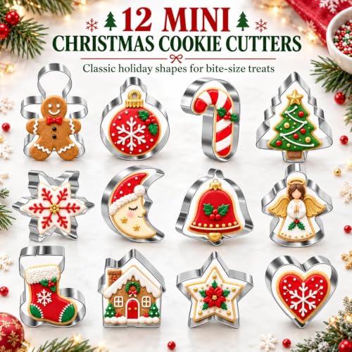 Mini Christmas Cookie Cutters Set, 12 Stainless Steel Shapes - style: Style2