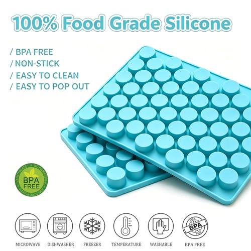 3pcs Round Candy Molds Silicone Molds for Hard Candy, Gummy, Caramels, Chocolate, Ganache, Ice Cubes, 220 Cavity - color: 3pc-55 Cavities Round
