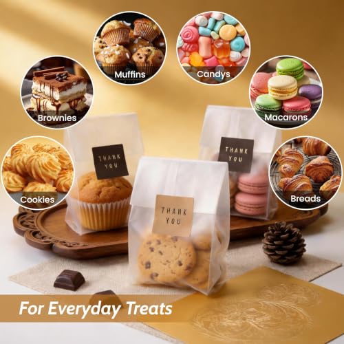 Halloween Treat Bags,100 Pack Cookie Bags with Stickers,9 x 3.4 in - color: Fog Color, size: 9 x 3.3 inches (Pack of 100)