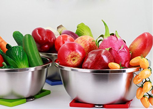 meleg otthon Stainless Steel Bowl,3QT Salad Bowl,Metal Bowls,Stainless Steel Basin,Heavy Duty Deeper Edge Mirror Finish Dishwasher Safe bowl (M)… - color: 9.5" diameter x 4.2"high