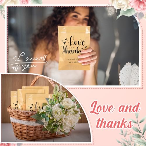 MotiMind 100 Pcs Clear Wedding Cookie Bags, Love and Thanks Candy Bag