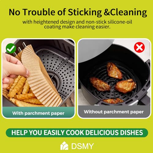 150 PCS Air Fryer Disposable Paper Liners,8 Inch Square Parchment Disposable Paper Liner for 5-8QT Air Fryer,Baking, Roasting and Microwave, Non-Stick Airfryer Accessories1
