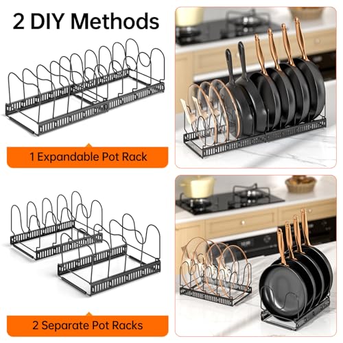MUDEELA Expandable Pot Pan Lid Organizers inside Cabinet, 10 Divider-Black - color: Black, size: 10 Dividers