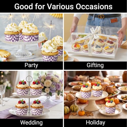EUSOAR Aluminum Cupcake Liners, 50pcs 3.5oz Foil Baking Cups Purple White - color: Purple/White, size: 50pcs