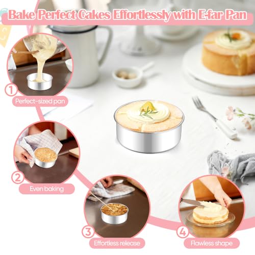 E-far Small Cake Pans Set of 2, 5’’ Stainless Steel Mini Round Baking Pan - size: 5 Inch