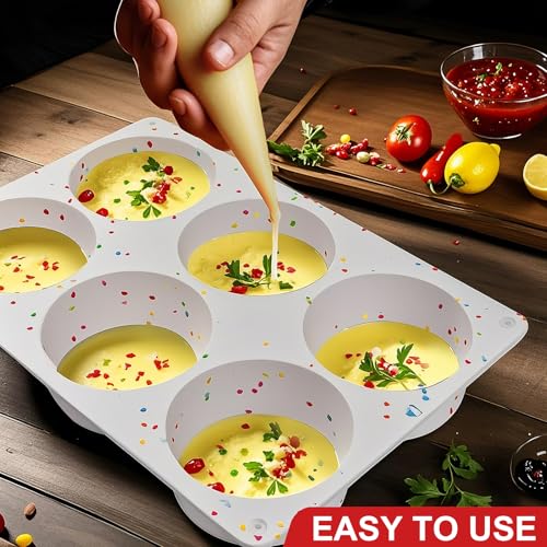 Silicone Egg Bite Molds, 3 Pack Deep 3 Inch Round Molds for Egg Breakfast Sandwiches, Omelets, Dinner Rolls, Baking - White - color: White, size: Round-3pcs