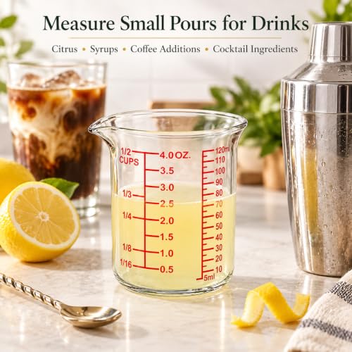 Ackers BORO3.3 4 oz/120 ml Glass Measuring Cup with V-Shaped Spout, 1 Count - size: 120 ML (4 Oz)-SINGLE