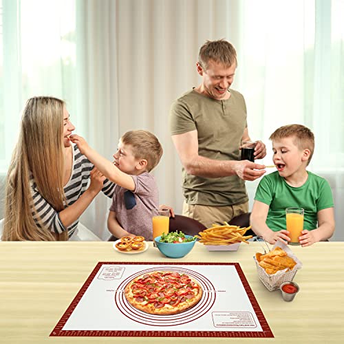 Silicone Baking Pastry Mat, Non Stick Dough Rolling Sheet with Measurement, Nonslip Kitchen Counter Mat, Oven Liner Mat Fondant Dough Kneading Mat for Making Cookies Macarons Bread Pizza - color: Red, size: 28"L x 20"W