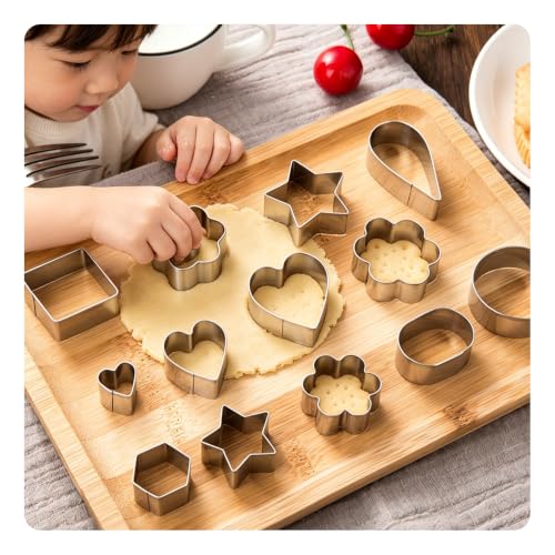 30PCS Mini Stainless Steel Cookie Cutters Set with Storage Tin