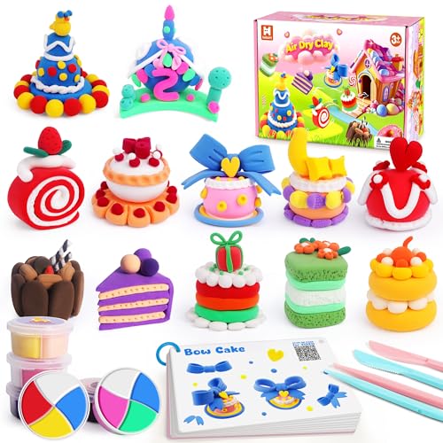 Helsort Air Dry Clay Kit, 12 Cake Modeling Clay for Kids, Tutorial Video - style: Clay Cake Kit