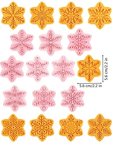 6-Pointed Snowflake Cookie Stamps Plastic Pink 9 Patterns Christmas
