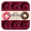 Large Silicone Donut Pan for Baking,9 Cavity Non-Stick Food Molds - color: Claret Red