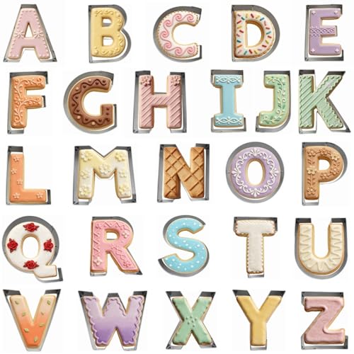 Capital Letter Alphabet Shaped Cookie Cutters Set Stainless Steel 26Pcs 3in - size: 3-Inch
