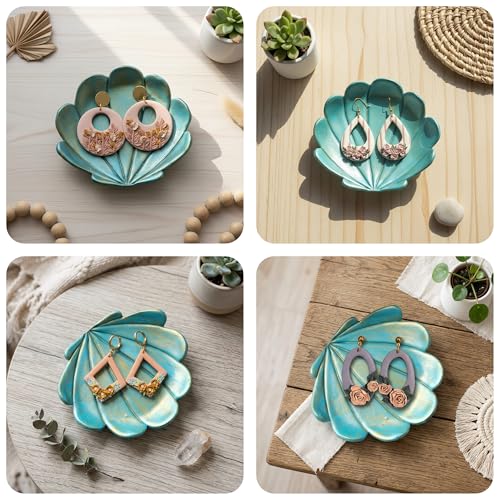 Trinket Cutter Set for Polymer Clay Display & Jewelry Styling – Monstera, Shell & Flower Shapes | MOSHEFL-TRI - color: Monstera+Shell+Flower