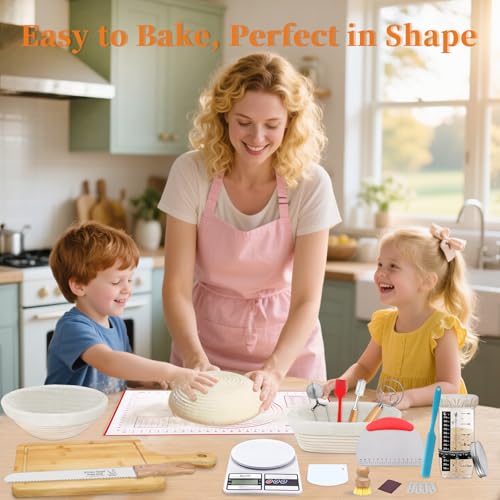 40Pcs Sourdough Starter Kit, Banneton Proofing Baskets, Scale Jar - size: 10" 40Pcs Set