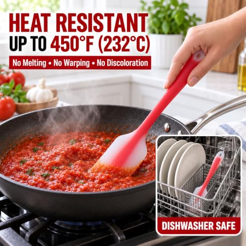 HiramWare Silicone Spatula Set of 4, Heat Resistant, Food Grade - size: 2 Large(Orange, Red) + 2 Small(Blue, Green)