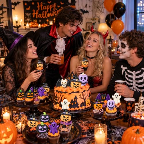 Halloween Silicone Cake Molds Pumpkin Skull Ghost Chocolate Mold - color: Orange
