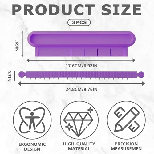 3PCS Fondant Cake Arc Ruler, Adjustable Premium Plastic Decorative Marking