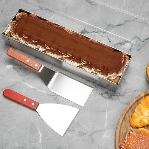 2 Pack Nonstick Rectangle Tiramisu Pan with Lid and Metal Spatula