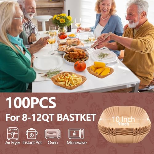 UBeesize XL10 Inch Disposable Air Fryer Liners 100 Pack Parchment Paper - size: 10 Inch Square