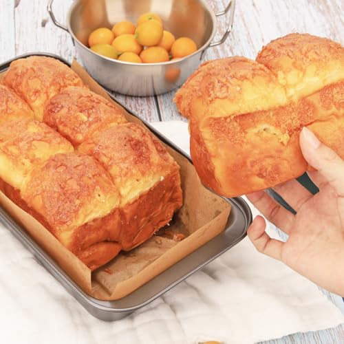 2 PCS Nonstick Loaf Pan Set, 9 x 5 Inch Carbon Steel Rectangle Bakeware with 100 Unbleached Parchment Liners for Baking Toast, Cakes, Banana Breads, Gray - size: 9 x 5 Inch