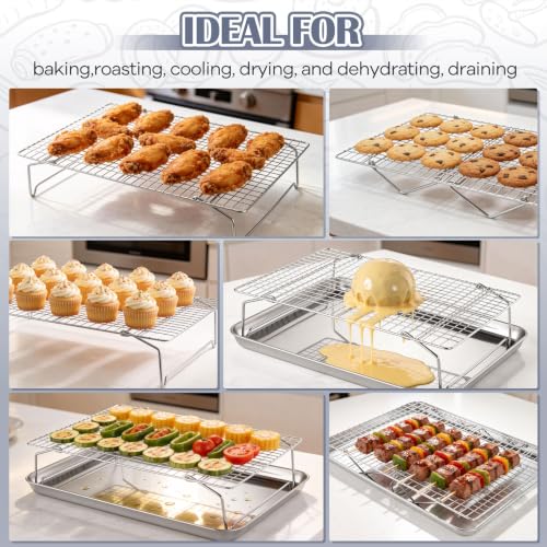 P&P CHEF 2 Tier Stackable Cooling Racks for Cooking and Baking, 15" x 10"