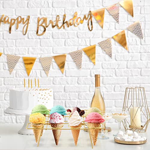 2 Pack Ice Cream Cone Holders Rack with 12 Holes Cake Cone Stand, Gold - color: Gold