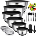 Wildone Mixing Bowls with Airtight Lids, Stainless Steel Mixing Bowls Set - color: Black