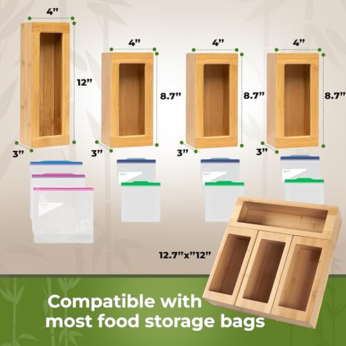 Bamboo Storage Bag Organizer for Kitchen Drawer, Plastic Baggie Organizer - style: Modular Blocks