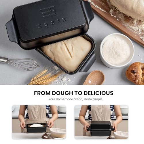 Cast Iron Loaf Pan with Lid, 9×5 Dutch Oven for Sourdough Bread Baking, Dutch Oven Pot with Lid for Bread Baking, Bread Pans for Baking, Pre-Seasoned (3 pieces, 2.2 QT Each) - color: Black 3