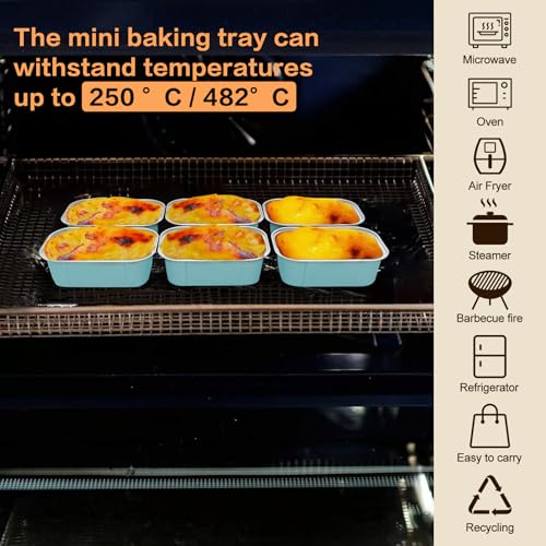 Mini Loaf Pans With Lids And Spoons 50 Pack,5.5 Oz Rectangle Mini Individual Cake Tins Disposable Small Aluminum Foil Baking Pans(50, Wathet) - color: Wathet
