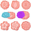 8 Pack Flower Cookie Cutters, 3D Cookie Cutter with Plunger Stamp - color: Flower