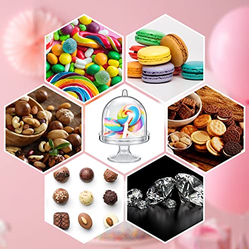 Tessco for you 48 Pcs Plastic Mini Cake Stand with Dome Lid,Gold, Clear - color: Gold, Clear