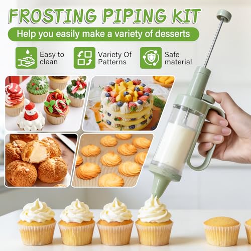 Plastic Cream Squeeze and Icing Set with 6 Piping Tips for Cupcakes, Cake Decorations and Dessert Filling
